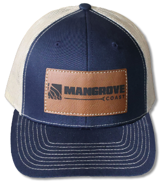 Richardson Trucker Leather Patch Hat - Navy/Khaki