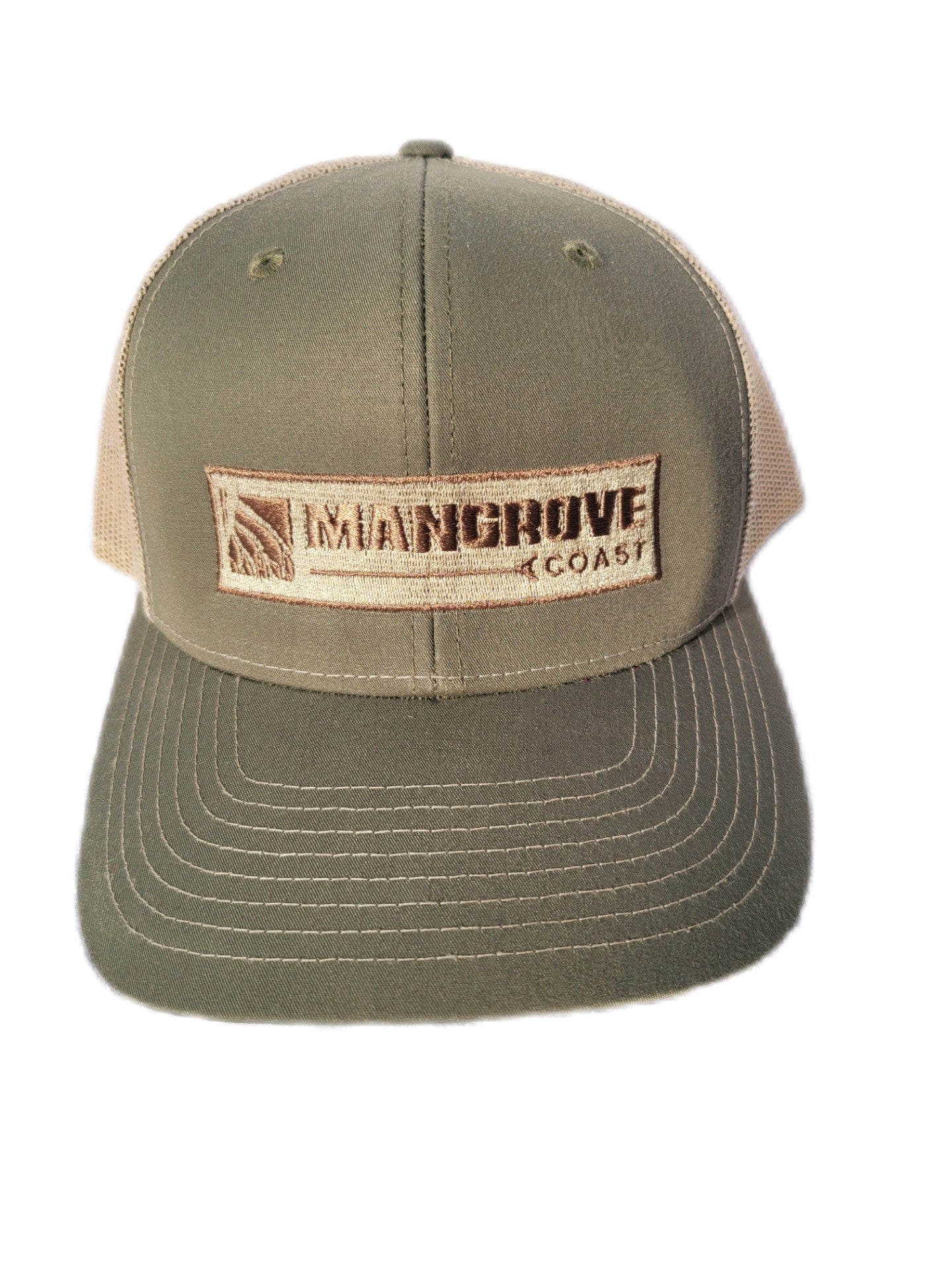 Embroidered Logo Patch Hat - Green and Khaki